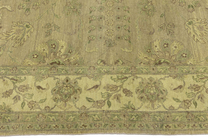 Hand-Knotted Wool Oriental Rug Large Distressed