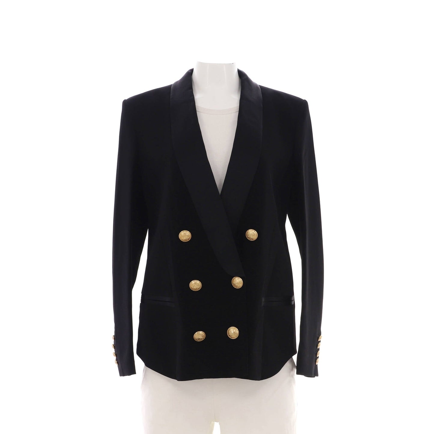 Balmain Women'S Shawl Collar Double Breasted Blazer Viscose Blend