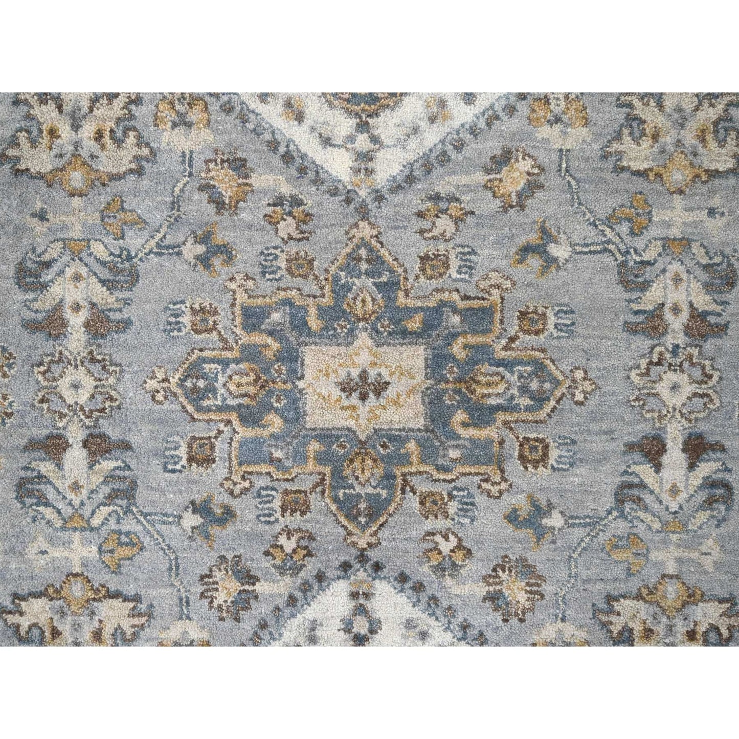 9'X12' Chrome Gray Organic Wool Karjihooz Design Hand Knotted Rug
