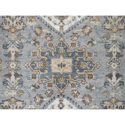 9'X12' Chrome Gray Organic Wool Karjihooz Design Hand Knotted Rug