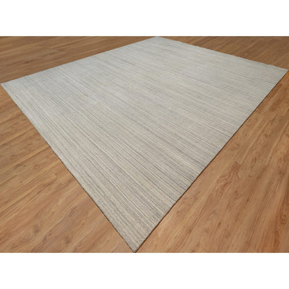 12'X14'9" Beige Plain Modern Design Hand Loomed Undyed Wool Oversized Rug