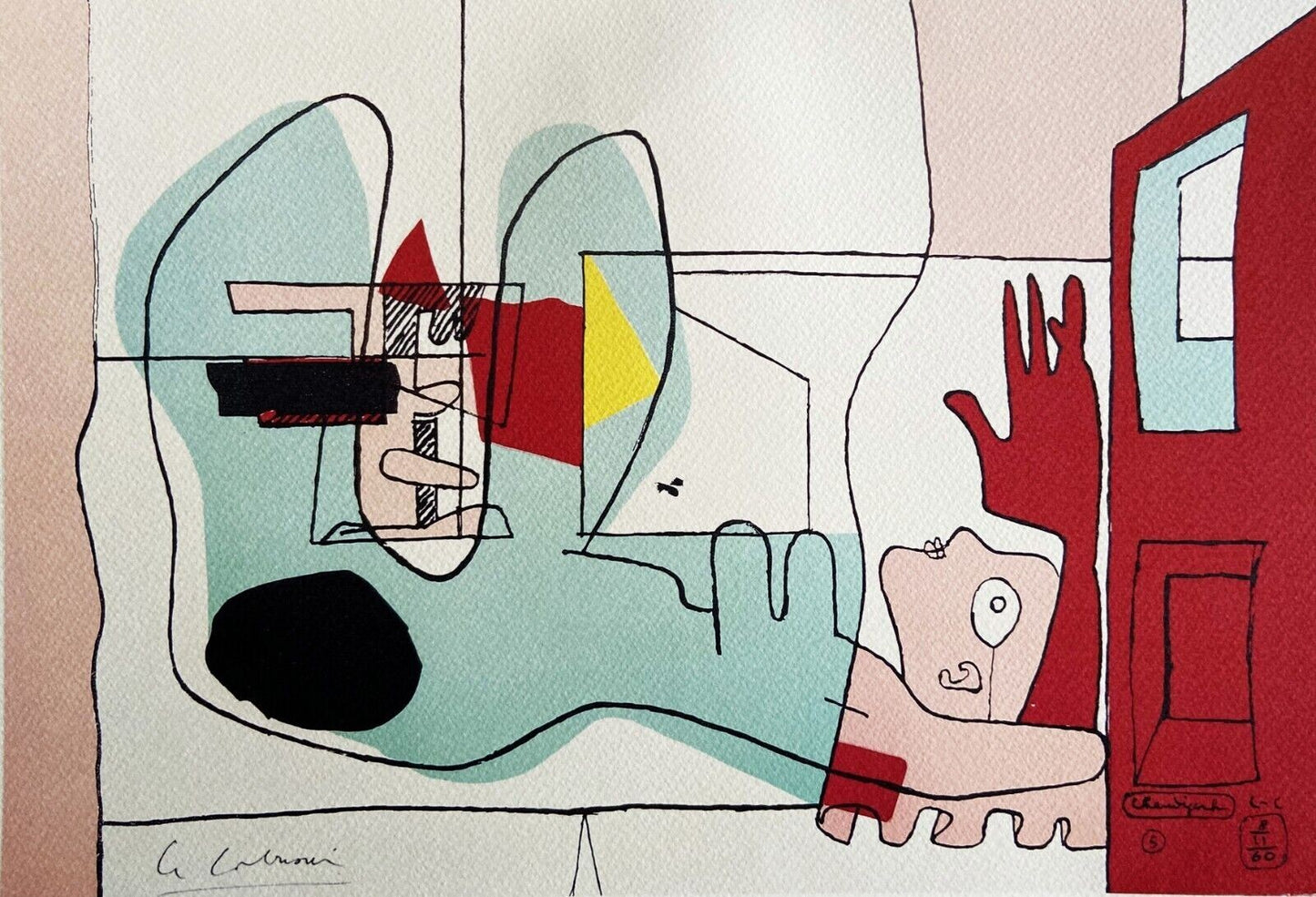 Le Corbusier Lithograph Mourlot Coa Numbered 375 Ex -Donald Judd