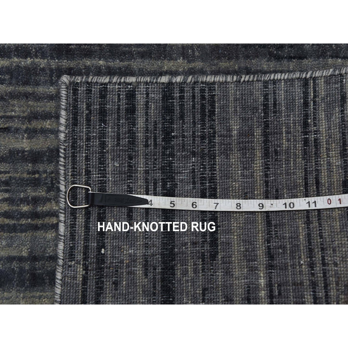 2'6"X12'6" Gray Modern Ombre Design Pure Wool Hand Knotted Runner Rug