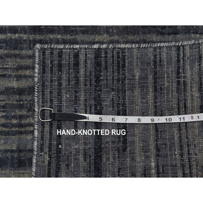 2'6"X12'6" Gray Modern Ombre Design Pure Wool Hand Knotted Runner Rug