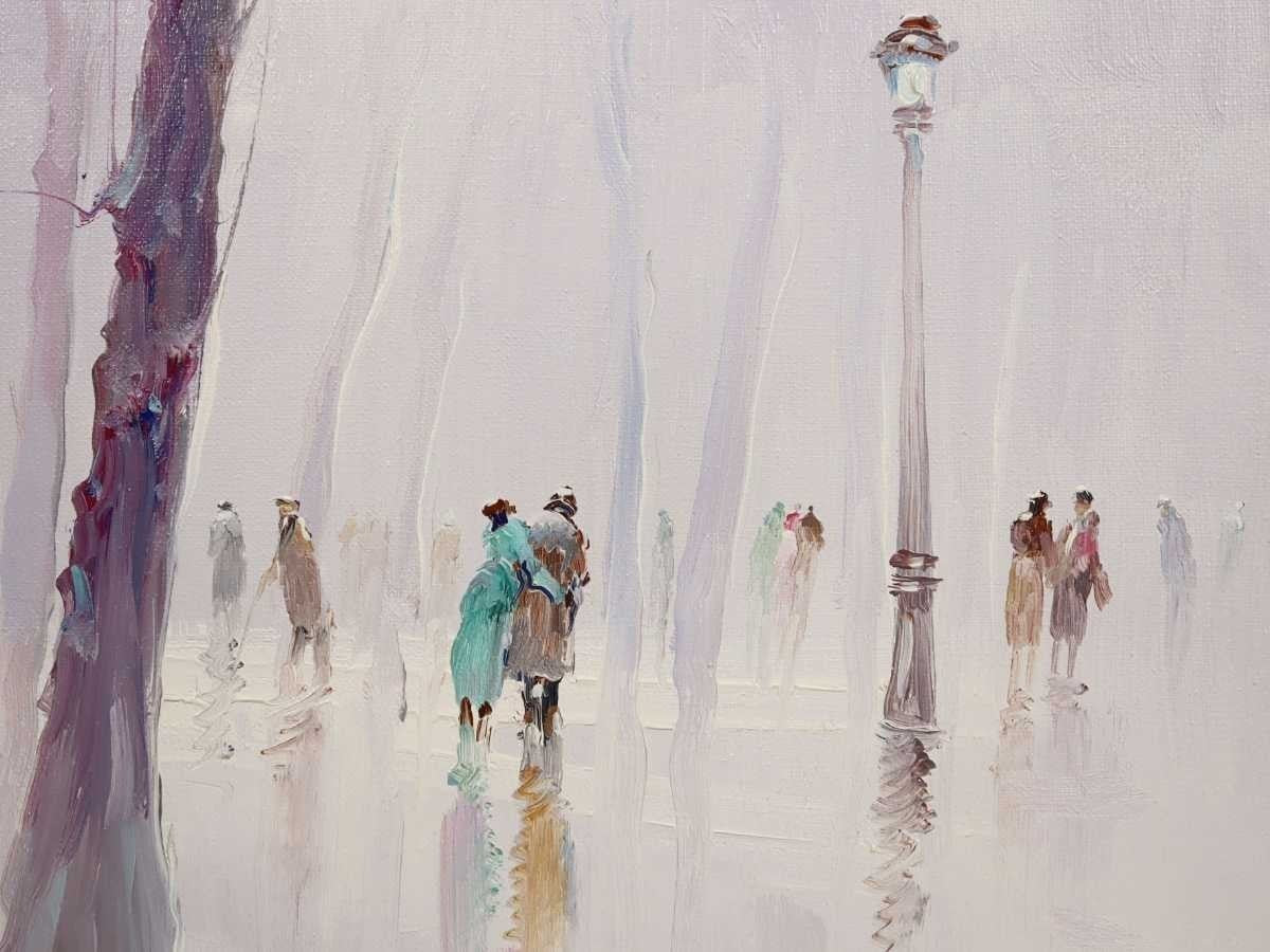 Alfred Kandela "Park After The Rain" Original Oil Painting On Canvas Signed F10