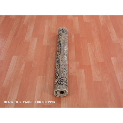 3'X5'5" Ivory Silk Intricate Medallion Design Hand Knotted Oriental Rug