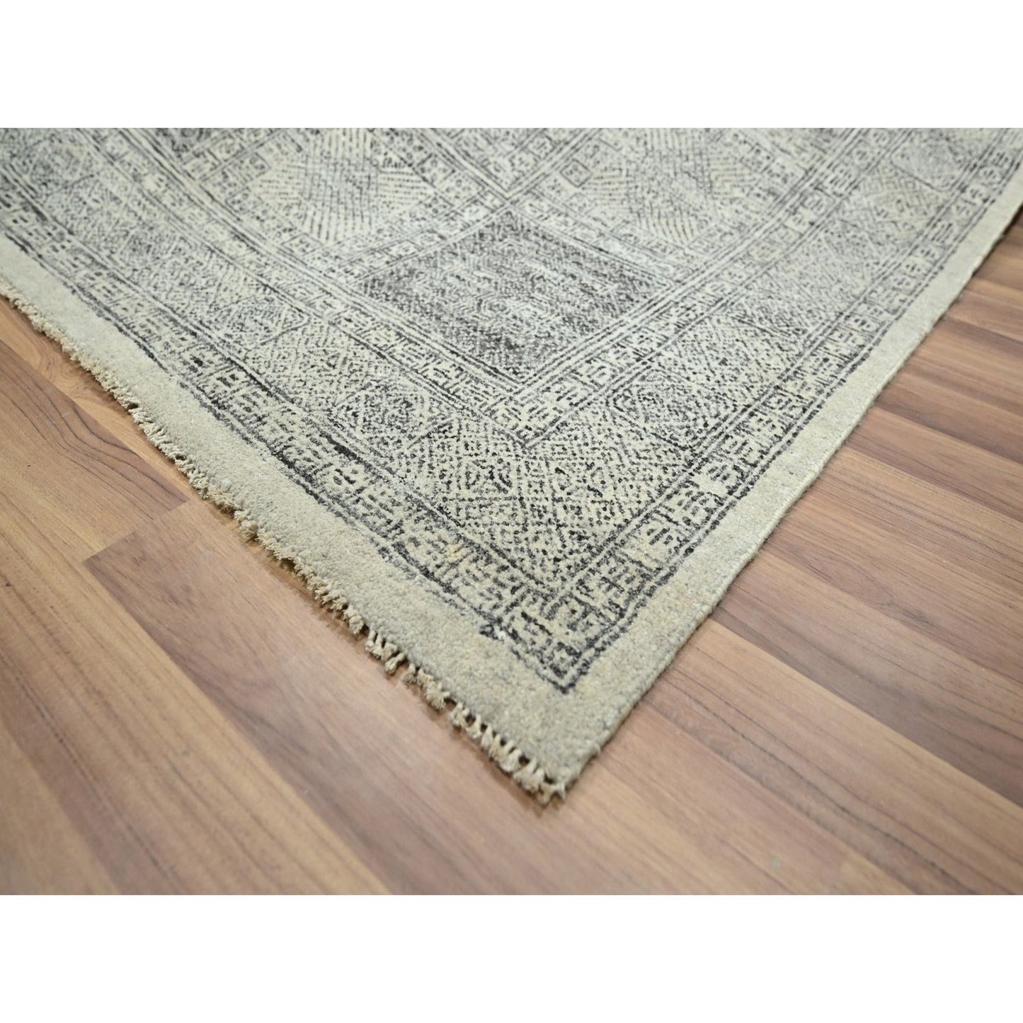 10'2"X14' Beige Ancient Garden Design Hand Knotted Pure Wool Oriental Rug