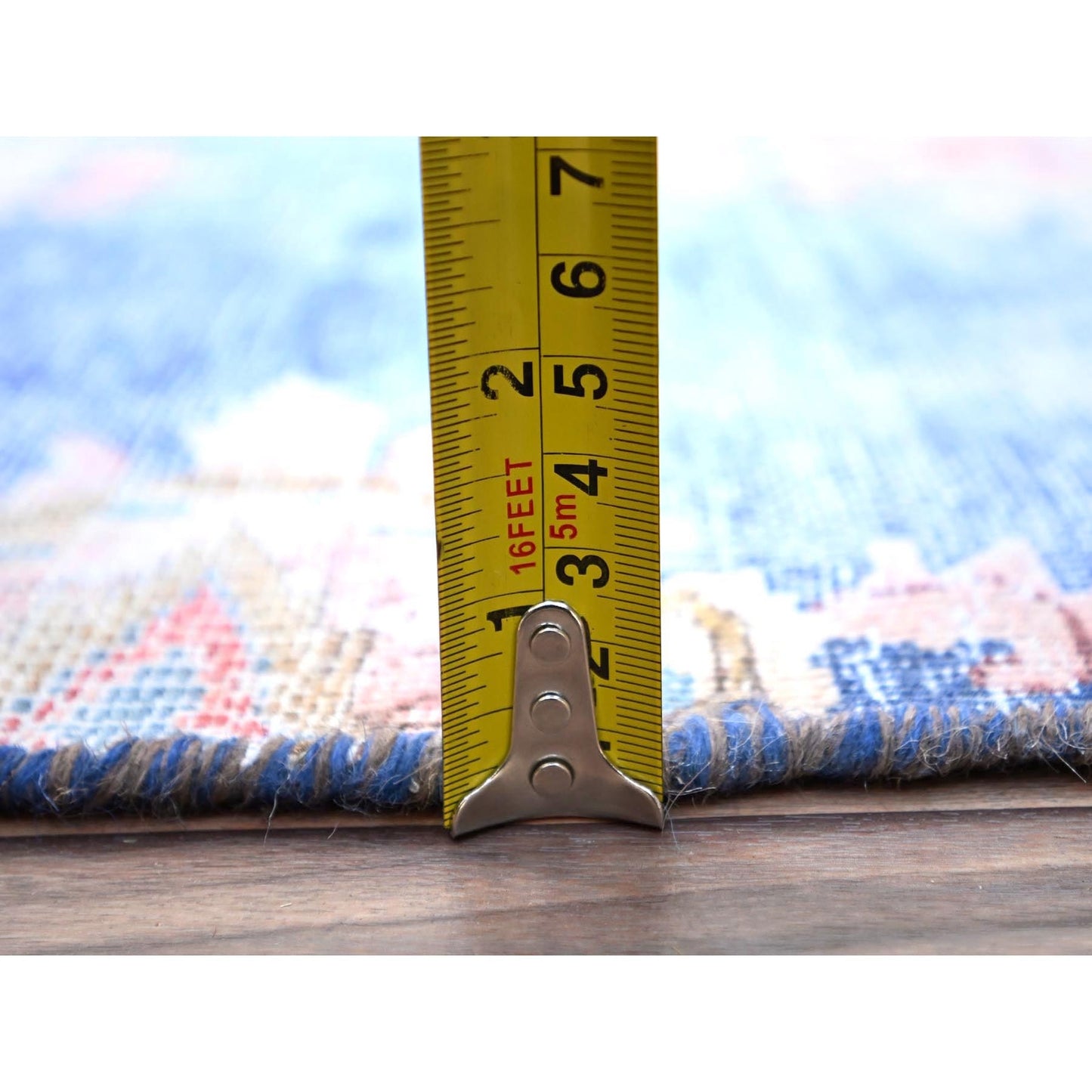 2'1"X11'9" Blue Wool Hand Knotted Vintage Zoroastrian Karman Runner Rug