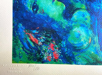 Marc Chagall Lithograph "The Blue Village" Coa Signed Numbered
