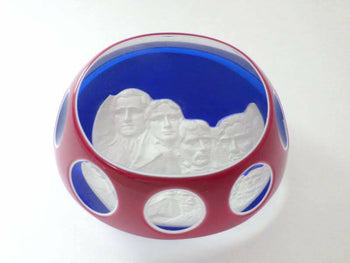 Baccarat Paperweight 1976 Mount Rushmore Presidential  Blue Glass Crystal Rare