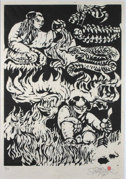 Jorg Schmeisser 1970 Original Woodblock Print