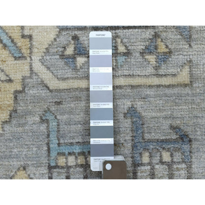 4'1"X9'9" Wool Hand Knotted Gray Anatolian Inspired Wide Runner Rug