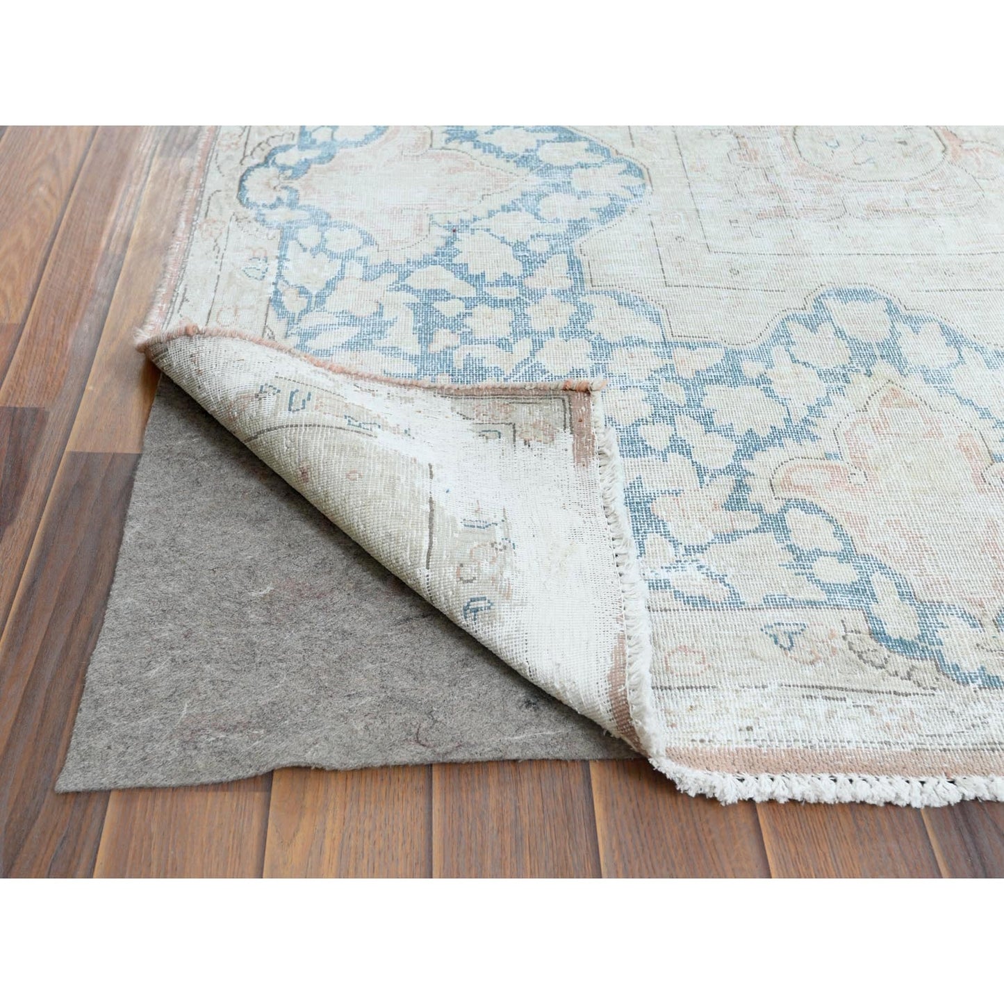10'1"X14'2" Hand Knotted Almond Brown Vintage Farsian Karman Wool Rug