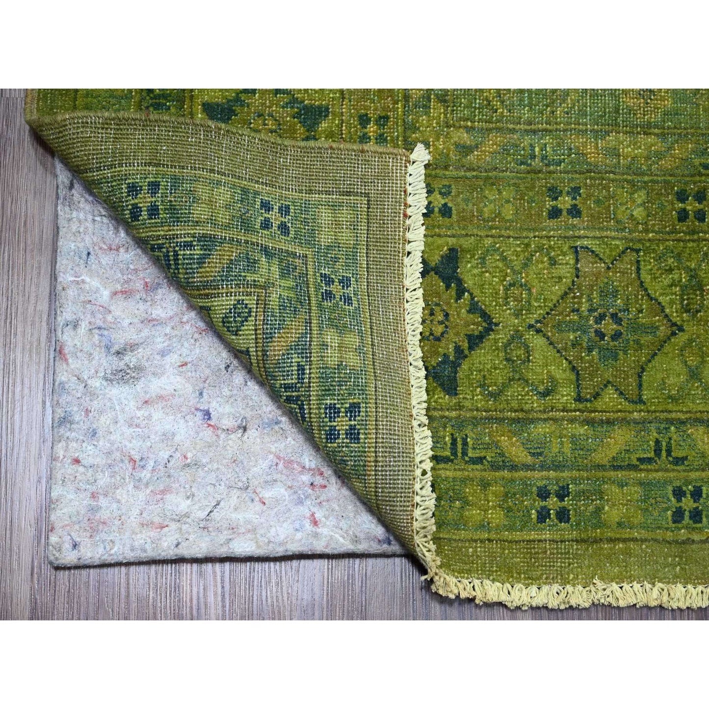 8'X9'6" Green Overdyed Kazak Medallions Design Hand Knotted 100% Wool Rug