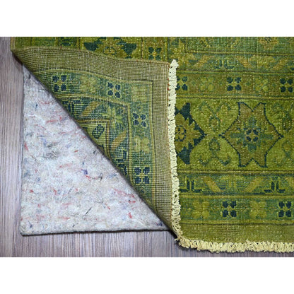 8'X9'6" Green Overdyed Kazak Medallions Design Hand Knotted 100% Wool Rug