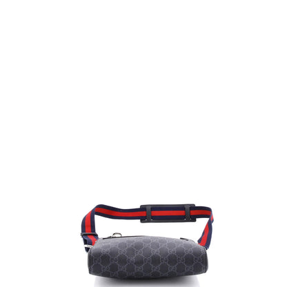 Gucci Web Strap Front Zip Messenger Bag Gg Coated Canvas Small