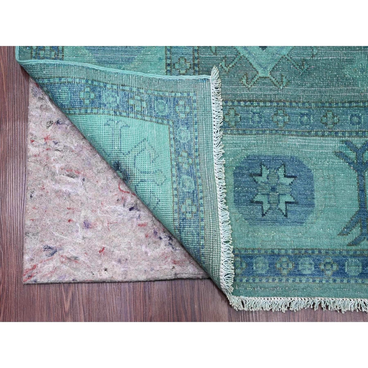 7'9"X9'6" Blue Overdyed Kazak Medallion Design Hand Knotted 100% Wool Rug