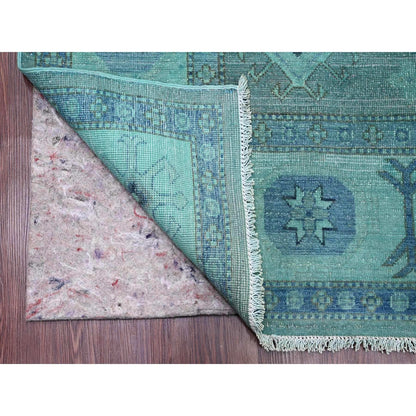 7'9"X9'6" Blue Overdyed Kazak Medallion Design Hand Knotted 100% Wool Rug