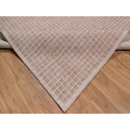 Rug 8'1"x10' Rose Pink Modern Plain Decor Box Design Loomed Knotted Wool