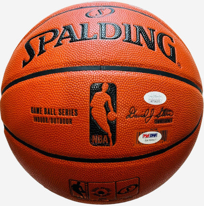 Bill Russell & Larry Bird Autographed Indoor Outdoor Basketball (PSA/ JSA)