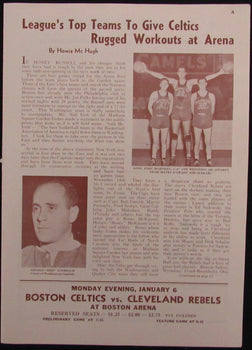 Vintage 1946 Boston Celtics Vs. Philadelphia