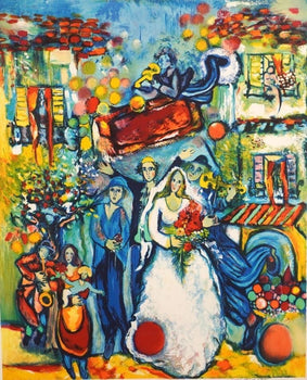Raya Sorkine Wedding Signed Lithograph Ed.100 / Colorful Expressionist Art