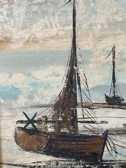 T Sterk Oil Painting Low Tide Dutch Coastal Art COA Large