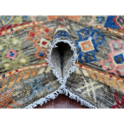 7'10"X9'6" Gray Hand Knotted Rug Wool Anatolian Village Inspired Design