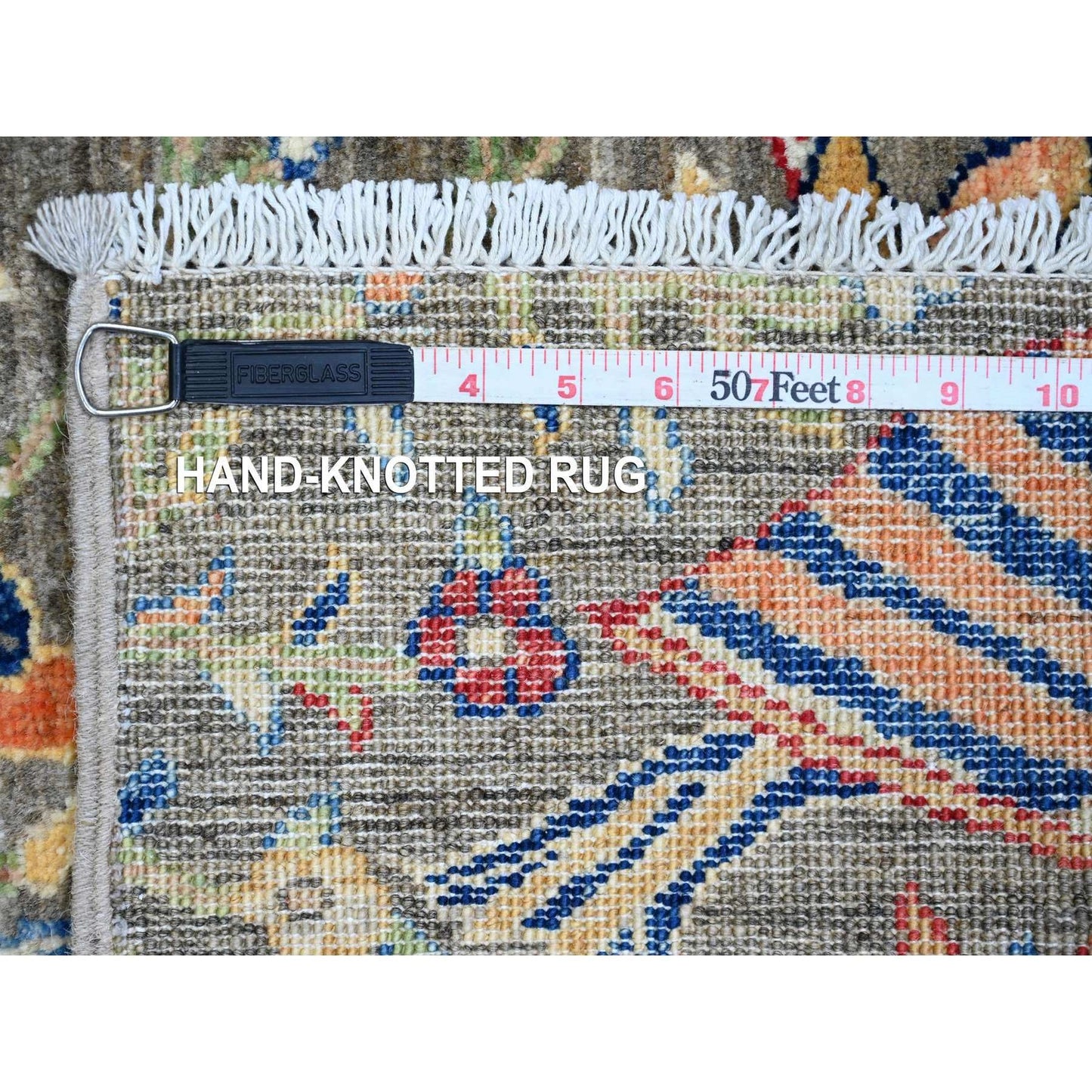 2'X3' Gray Hand Knotted Afghan Peshawar Birds Design Wool Mat Sample Rug