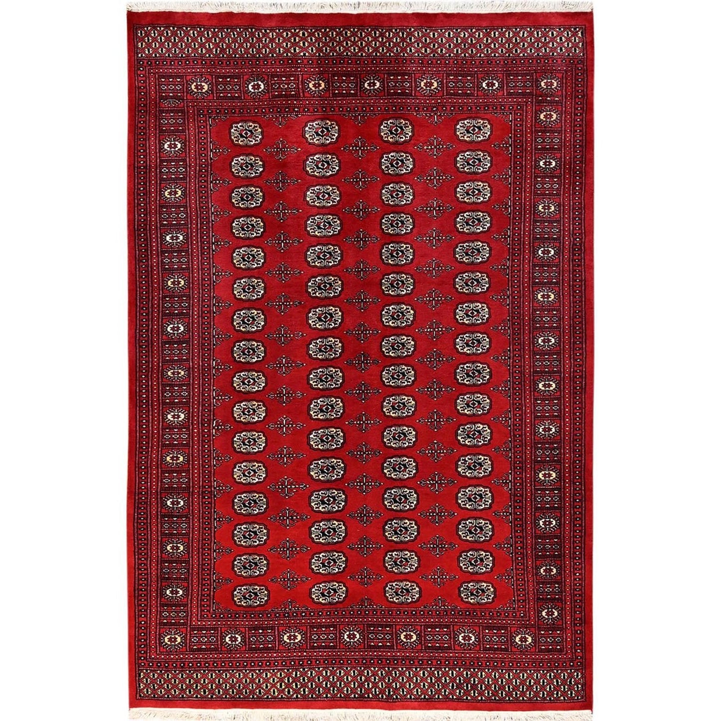 Knotted 6'x9' Red Princess Bokara Tribal Medallions Rug Soft Wool Hand