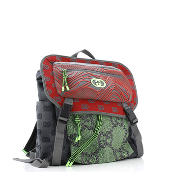 Gucci Panelled Double Buckle Backpack Gg Jacquard Nylon And Rubber Large