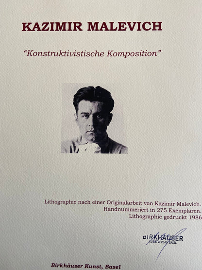 Kazimir Malevich Lithograph Coa (Josef Albers Piet Mondrian)