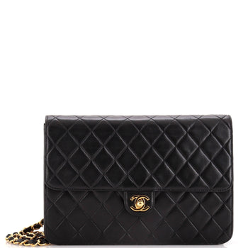 Chanel Vintage Clutch With Chain Quilted Leather Medium