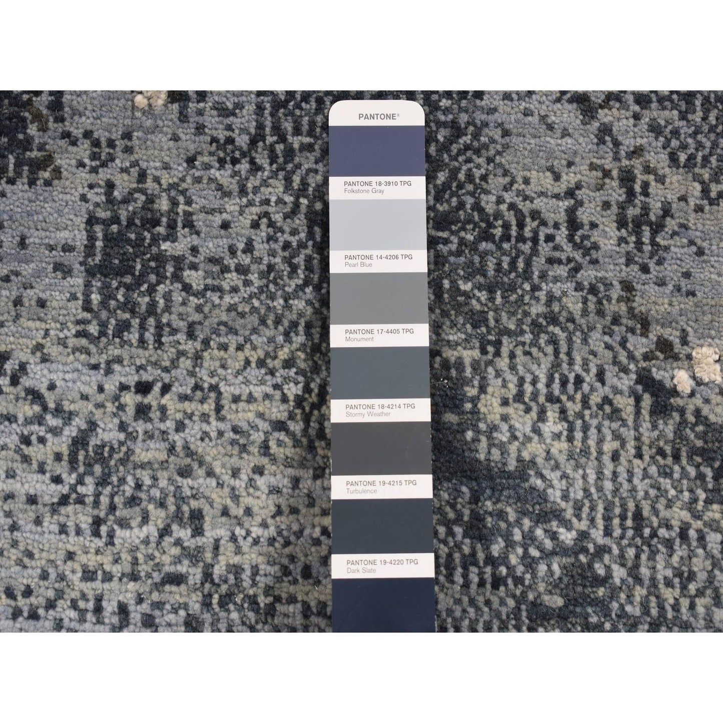 8'1"X8'1" Blue Galaxy Design Wool And Silk Hand Knotted Round Rug