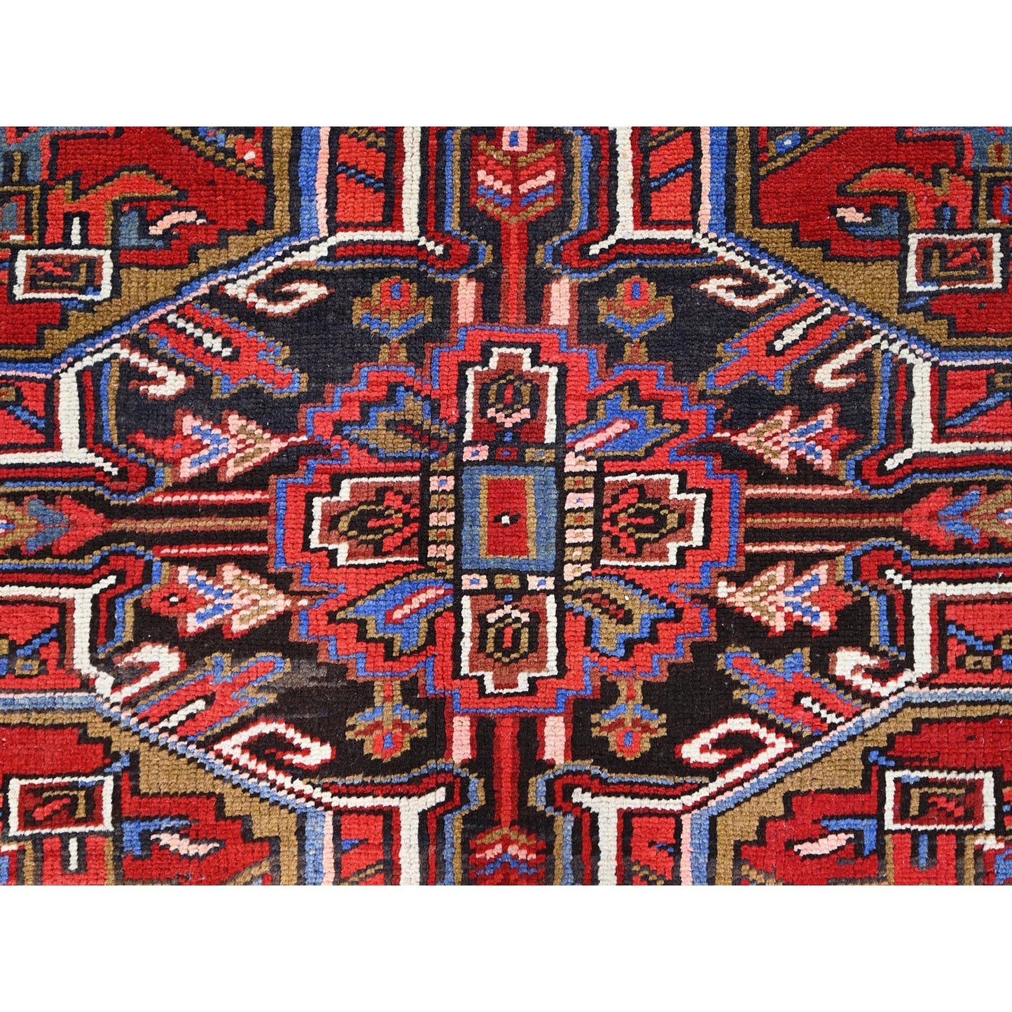 8'X11' Sox Red Antique Zoroastrian Heris Wool Hand Knotted Oriental Rug