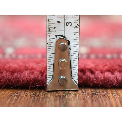 2'7"X3'9" Extra Soft Wool Hand Knotted Mori Bokara Deep And Rich Red Rug