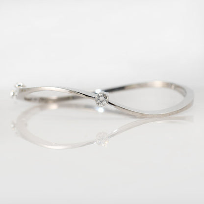 18K White Gold Bangle Diamond Bracelet, .30Ct,