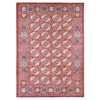 9'10"X14' Red Afghan Ersari Tekke Bokhara Pure Wool Hand Knotted Rug