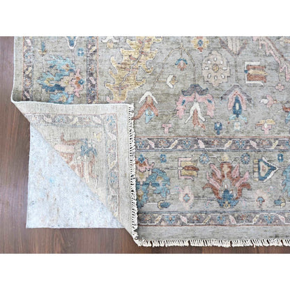 8'6"X11'3" Light Brown Antiqued Tebraz Design Pure Wool Hand Knotted Rug