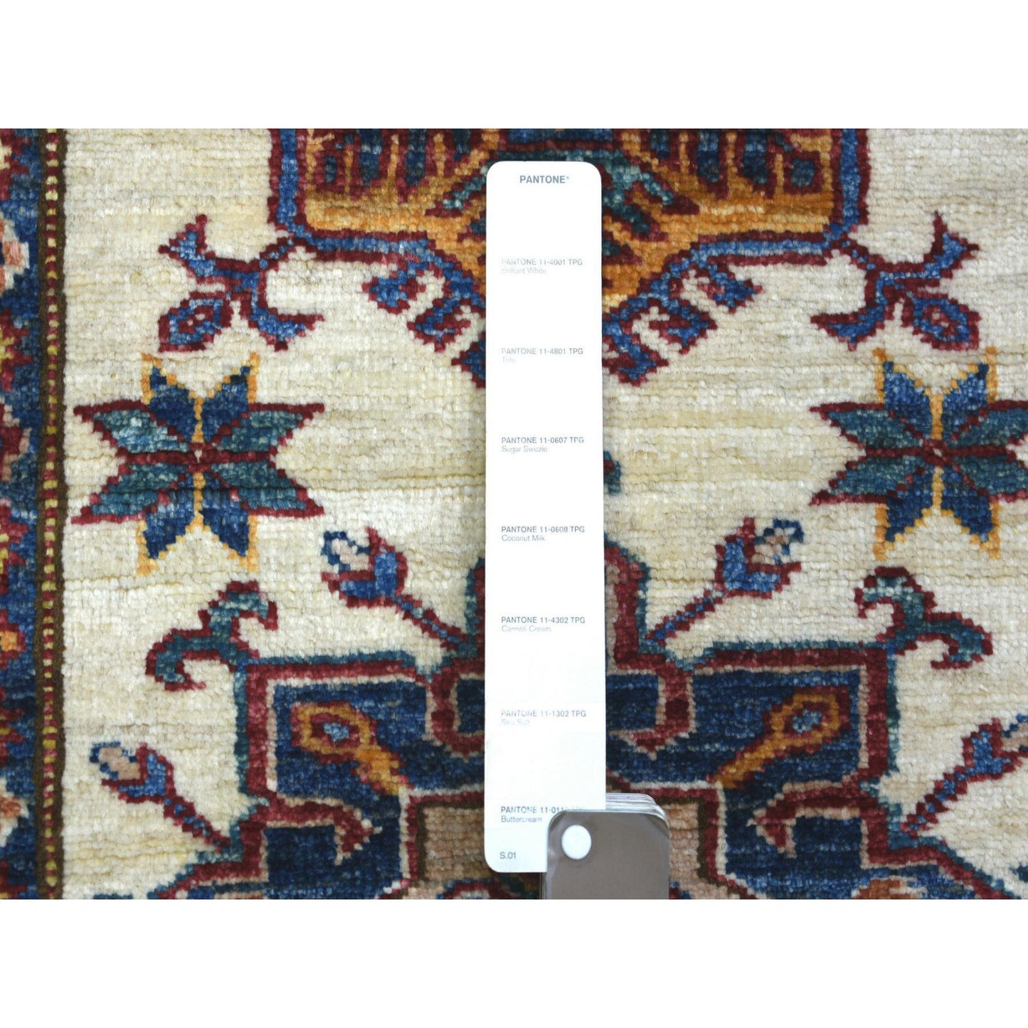 2'9"X8'6" Ivory Soft Wool Hand Knotted Afghan Super Kazak Runner Rug