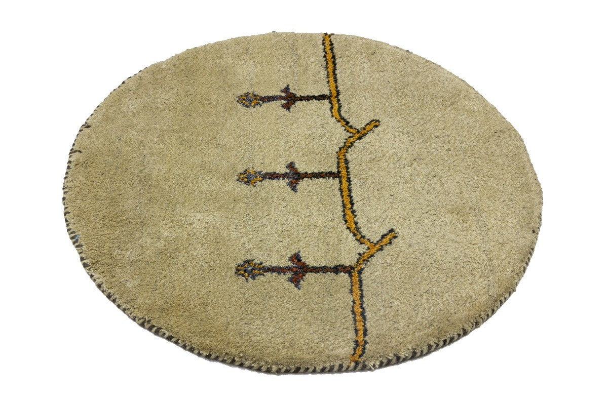 Tribal Pictorial Rug Handmade Round Carpet Indo-Gabbeh Wool Oriental 3X3 ft