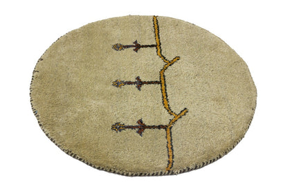 Tribal Pictorial Rug Handmade Round Carpet Indo-Gabbeh Wool Oriental 3X3 ft