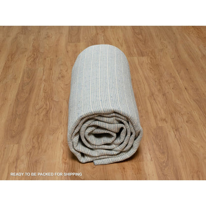 10'1"X14' Blue Modern Plain Decor Box Design Pure Wool Loomed Knotted Rug