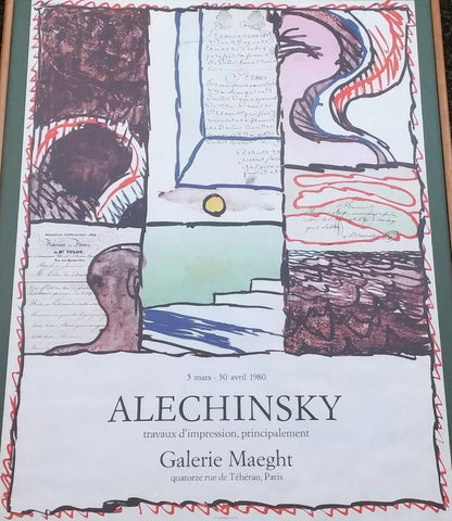 Pierre Alechinsky 1980 Galerie Maeght Exhibition Poster Framed Vintage France