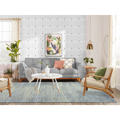 6'1"X9' Light Gray Jacquard Hand Loomed Modern Natural Wool Oriental Rug