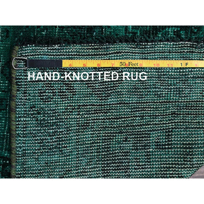 5'1"X7'10" Overdyed Green Vintage Zoroastrian Hand Knotted Pure Wool Rug
