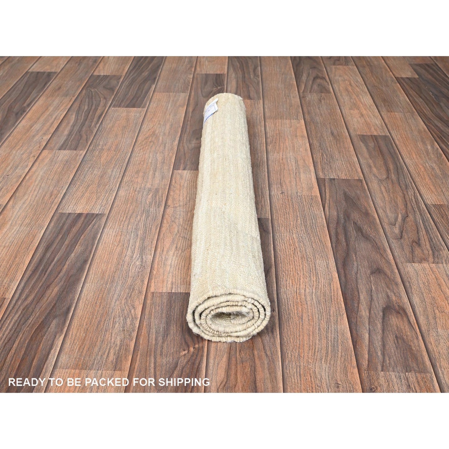 2'3"X2'9" Ivory Mat Rug Moroccan Weave Grid Design Wool Hand Knotted Sample