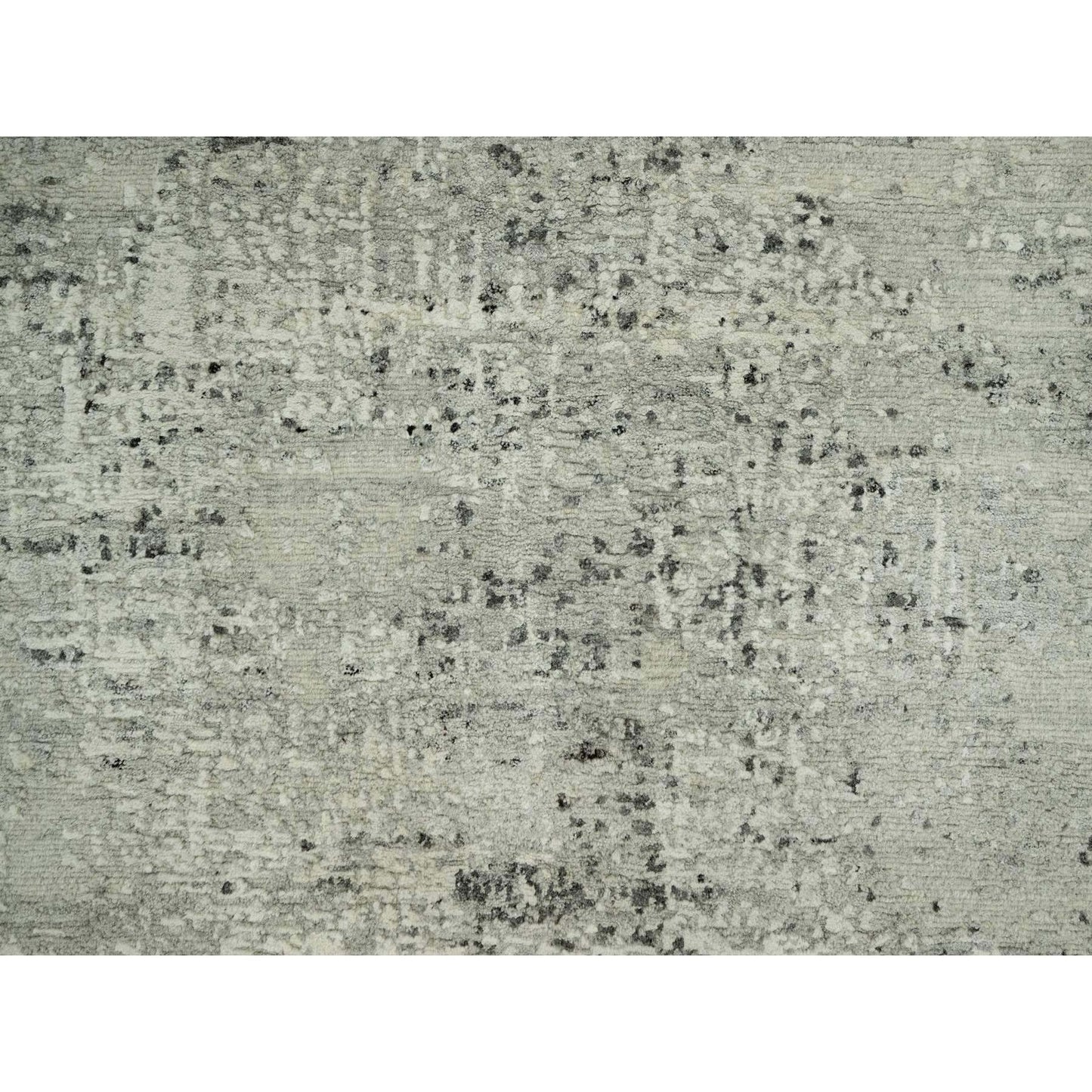 3'X5' Vaporous Gray Undyed Wool Modern Hand Spun Hand Knotted Rug