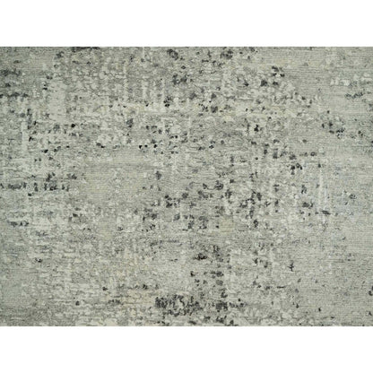 3'X5' Vaporous Gray Undyed Wool Modern Hand Spun Hand Knotted Rug