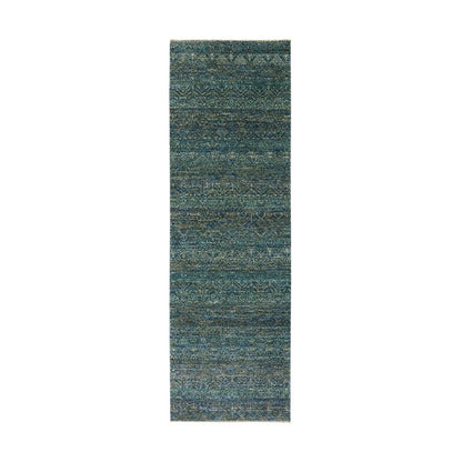 2'6"X8' Kohinoor Herrita Green 100% Wool Hand Knotted Oriental Rug